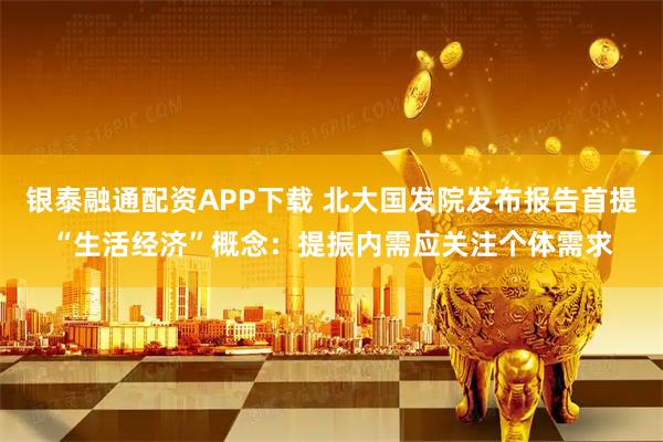 银泰融通配资APP下载 北大国发院发布报告首提“生活经济”概念：提振内需应关注个体需求